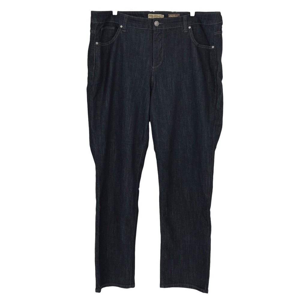 Nine West Vintage America Straight Leg Jeans Dark‎ Indigo Blue Stretch 18W/34